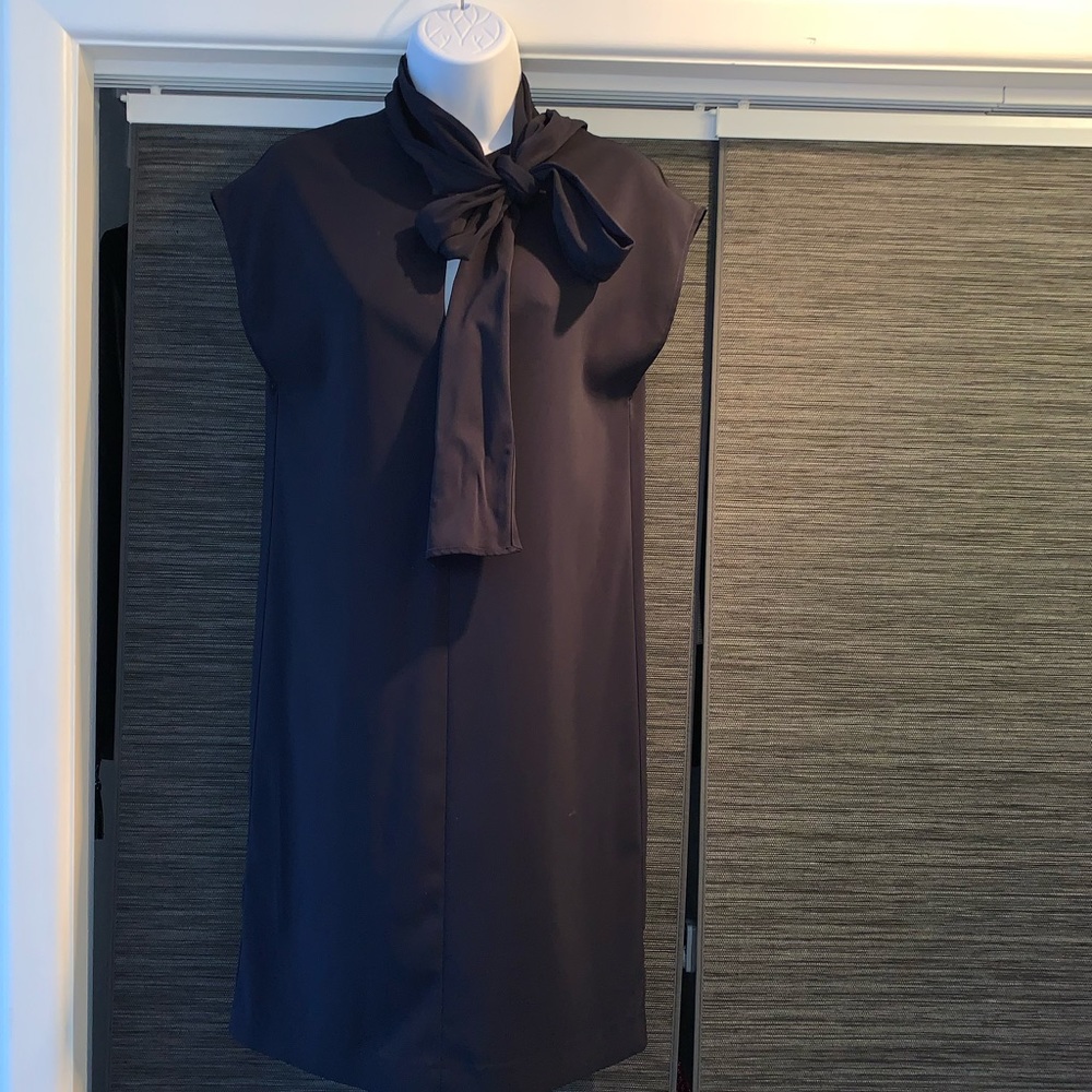 Navy Dress with Neck Bow